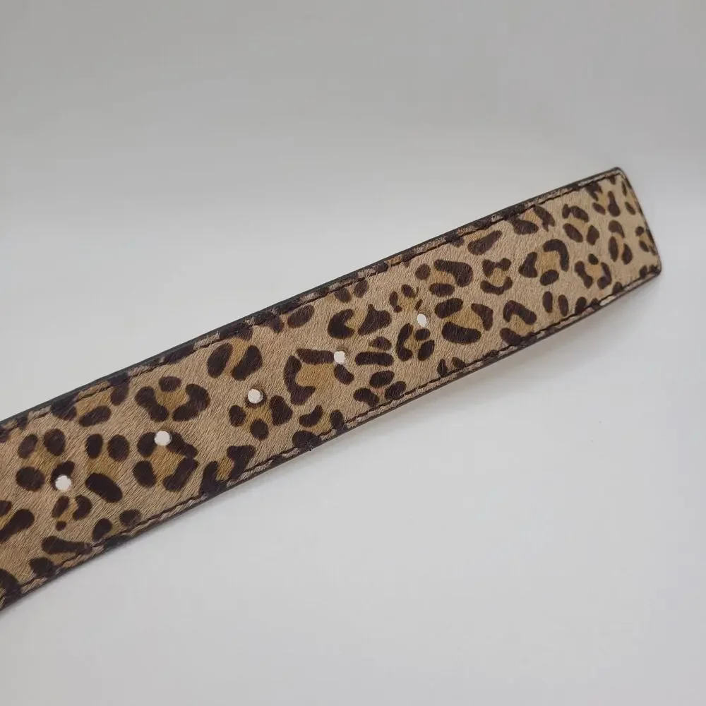 Leopard Print Waist Belt with Square Buckle
